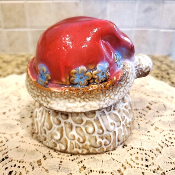 Ceramic Pottery Santa Tealight Candle Holder Glazed ~ Hand Painted - Picture 3 of 4